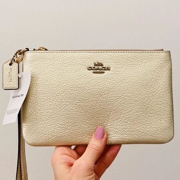 Coach Champaigne Gold Wristlet Clutch Pouch Clutches & Wristlets